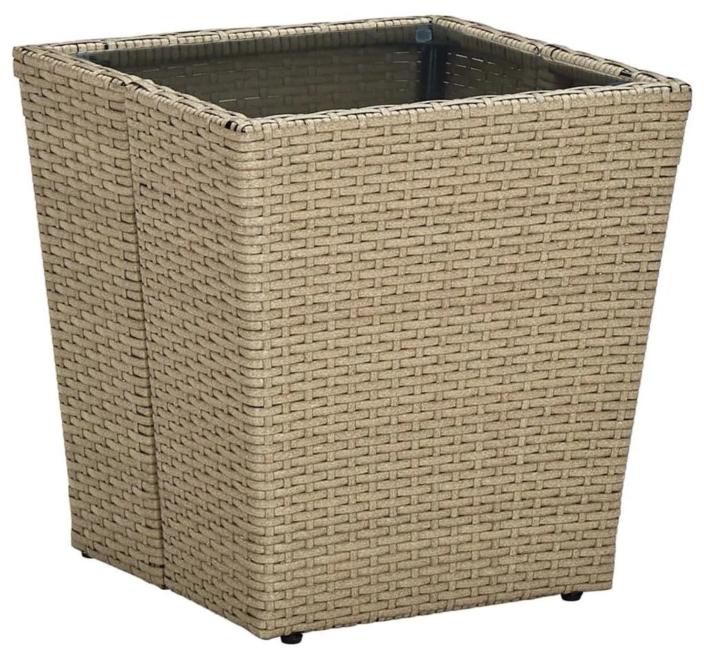 vidaXL bézs polyrattan és edzett üveg dohányzóasztal 41,5x41,5x44 cm