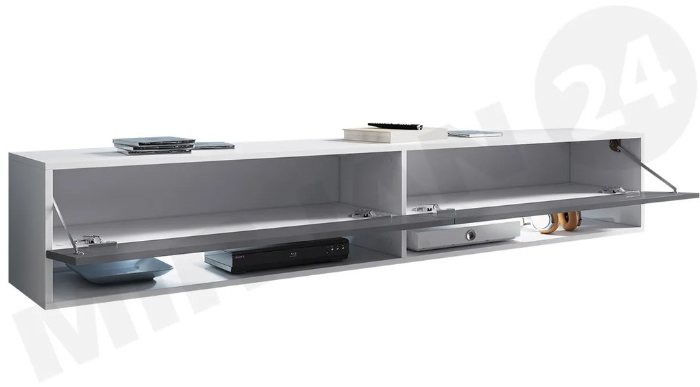 TV asztal/szekrény Aldesia 180 (fehér + fényes fehér)  (RGB LED világítás színes). 1053718