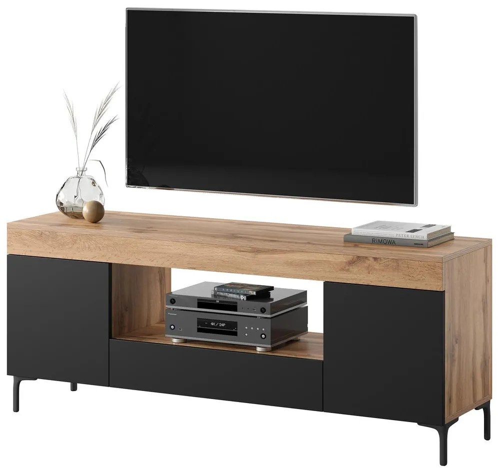 Tv szekrény/asztal Giuseppo (világítással) (lancester tölgy + fekete). 1098646