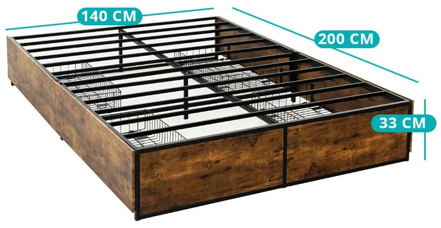 Franciaágy keret 4 fiókkal 140x200cm