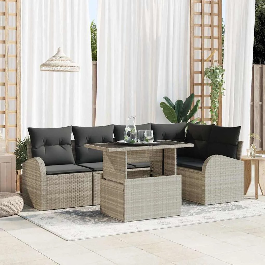 Kerti Kanapé Szett 6 pcs Világosszürke 100 x 55 x 73 cm