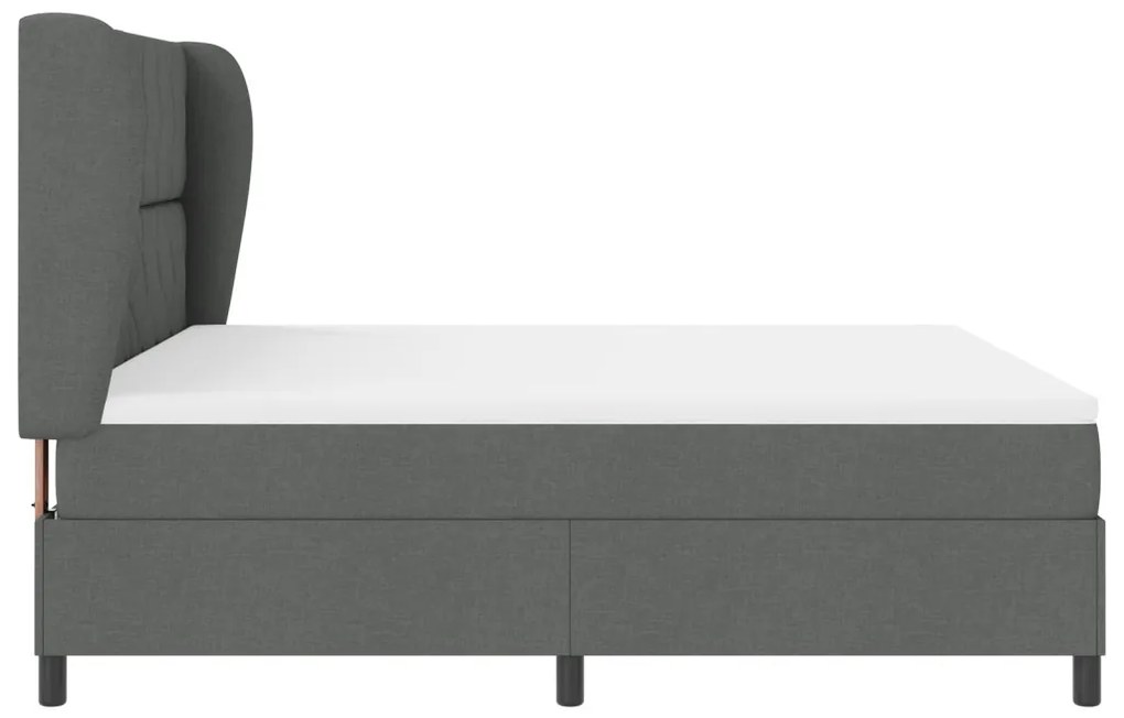 Boxspring Ágy Matrac Kíséretében Sötétszürke Színben, 180x200 cm Szövet