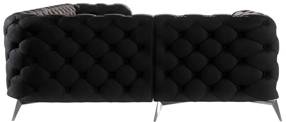 Fekete bársony sarokkanapé (bal oldali-L alakú) Chelsea – Ropez