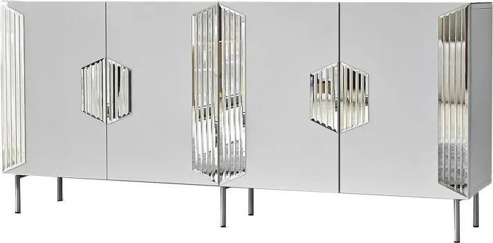 Dubai komód, fehér-ezüst, 180 cm