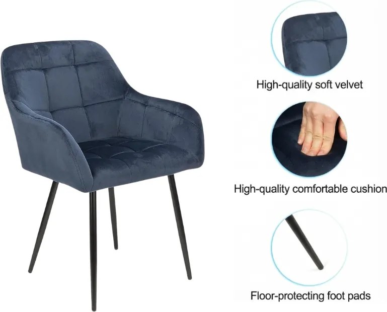 Sötét rózsaszín LOREN VELVET étkezőfotel fekete lábakkal