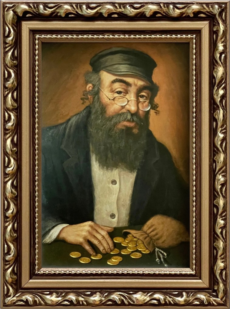 Vászonkép 19x14 Pénzszámláló Zsidó Arany Díszített Ajándék Keret