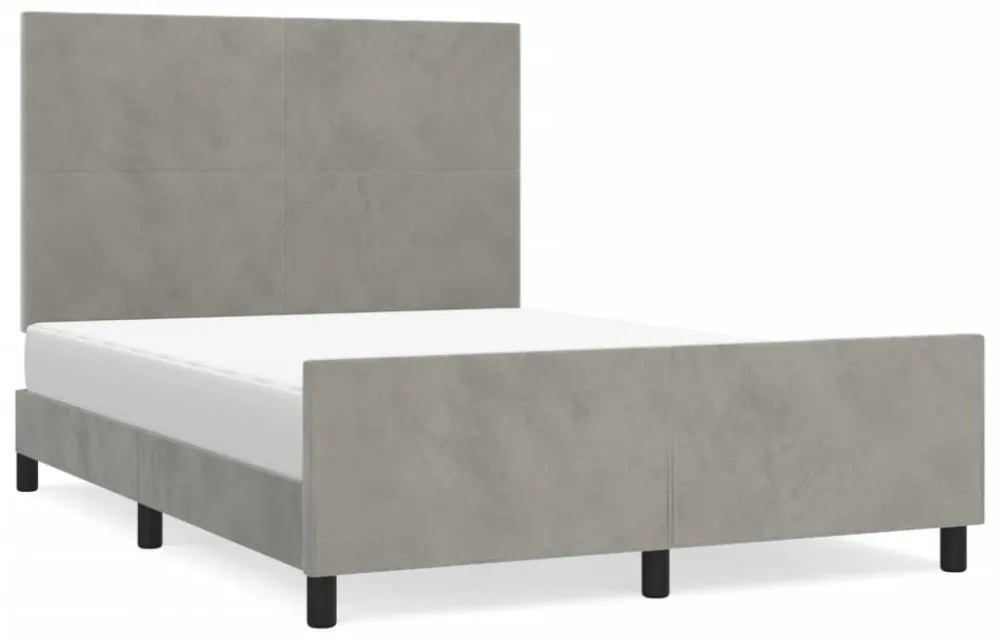 világosszürke bársony ágykeret matrac nélkül 140 x 190 cm