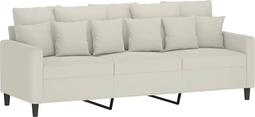 vidaXL 3 személyes krémszínű bársony kanapé 180 cm