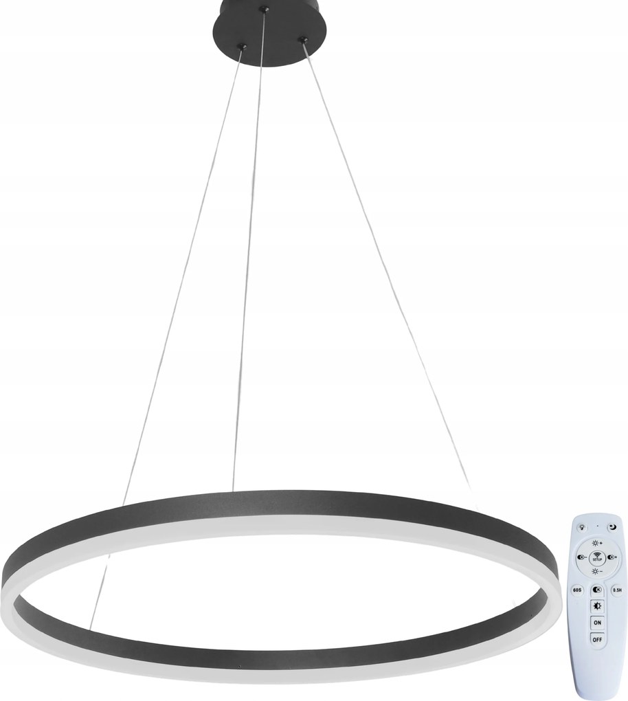 Mennyezeti Lámpa 60cm Led Függeszték Csillár Ring Pilot Fekete Loft modern