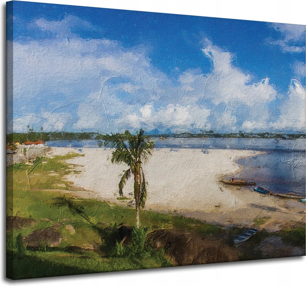 Vászonkép Tengerpart Víz Pálma Nap Tó 100x80 cm