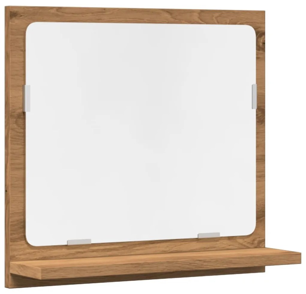 kézműves tölgy szerelt fa tükrös fürdőszobaszekrény 40x11x37 cm