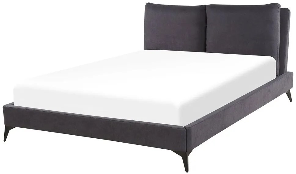 Franciaágy 160 cm MELIA (poliészter) (sötétszürke) (ágyráccsal). 1023471