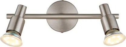 Globo 57385-2 Fali lámpa, LED reflektor, fém nikkel matt, fém krómozott, HxSzxM: 270x80x110mm, 2x GU10 LED 3W 230V izzókkal, 250lm forrás, 250lm kimenet, 3000K