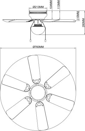 Globo 0307 Mennyezeti ventilátor matt króm test, bükk,grafitszürke MDF lapát, üveg búra, 1X60W E27, 50Hz, 3 fokozatú, 2 irányú forgás,láncos húzókapcsolóval