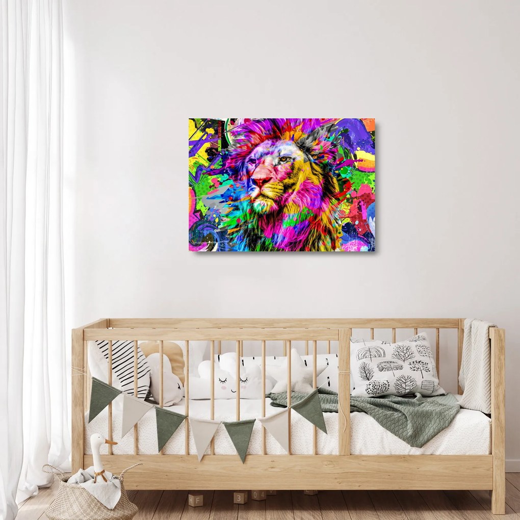 Kép - Oroszlán 3D-s képe (üvegen) (70x50 cm)