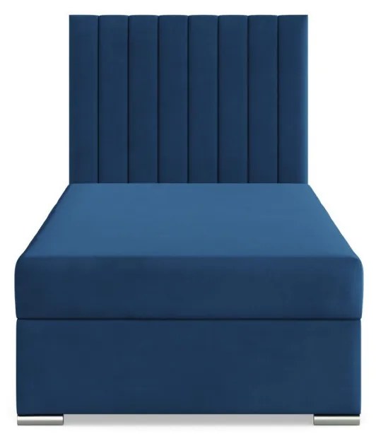 Agen egyszemélyes ágy, bársony, ágyneműtartóval, kék