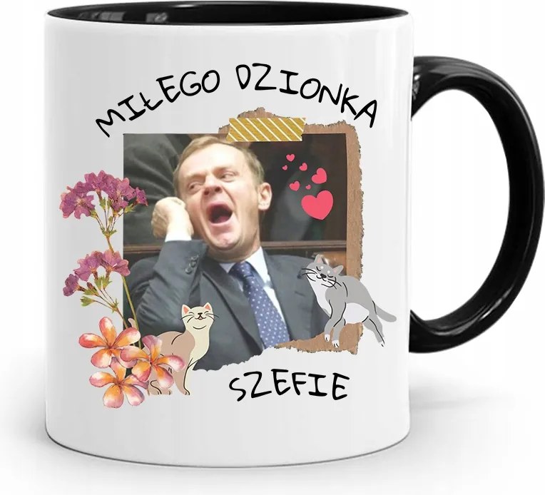 Donald Tusk Fekete Bögre Platform Ajándék fényképes nyomtatással