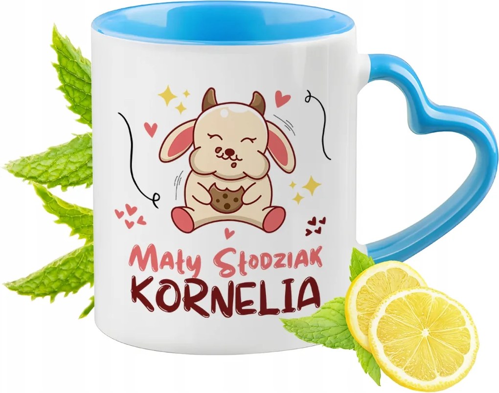 Kék bögre szív alakú füllel Kornéliának Ideális Ajándék