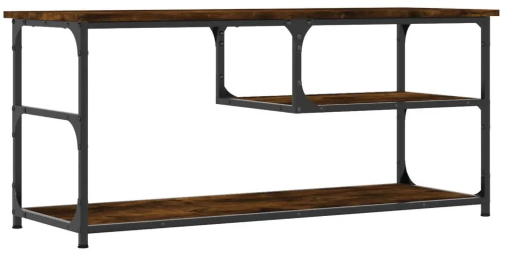 füstös tölgy színű szerelt fa és acél TV-szekrény 103x38x46,5cm