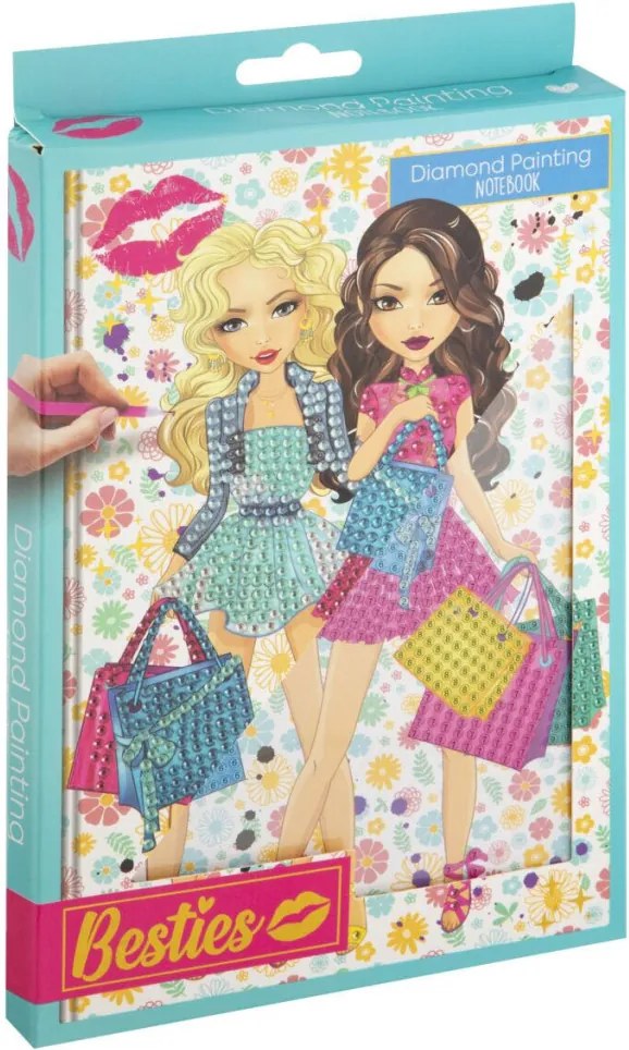 Lányos Besties Shopping gyémántszemes kemény fedeles jegyzetfüzet A5