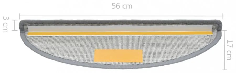 15 darab világosszürke lépcsőszőnyeg 56 x 17 x 3 cm
