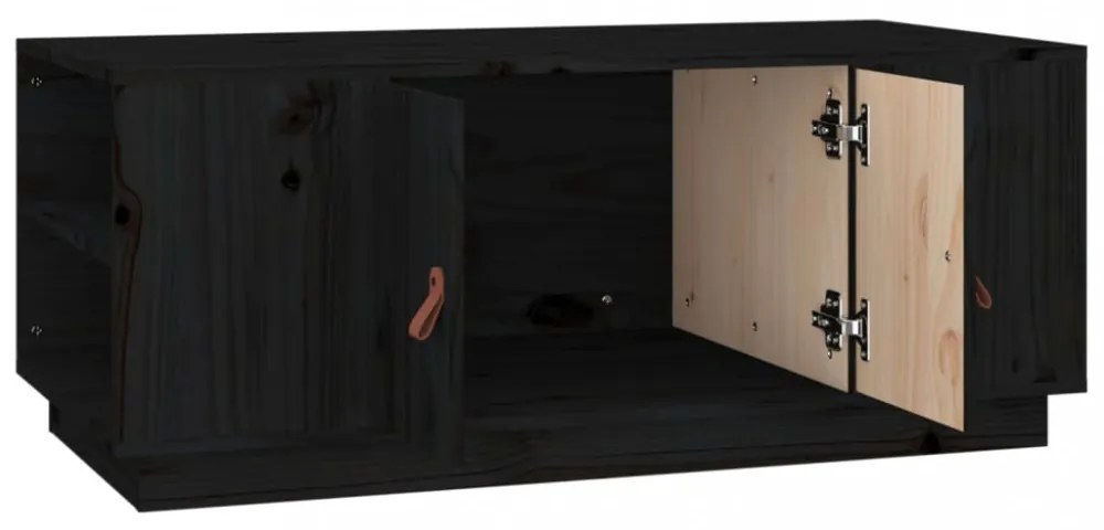 fekete tömör fenyőfa dohányzóasztal 100 x 50 x 41 cm