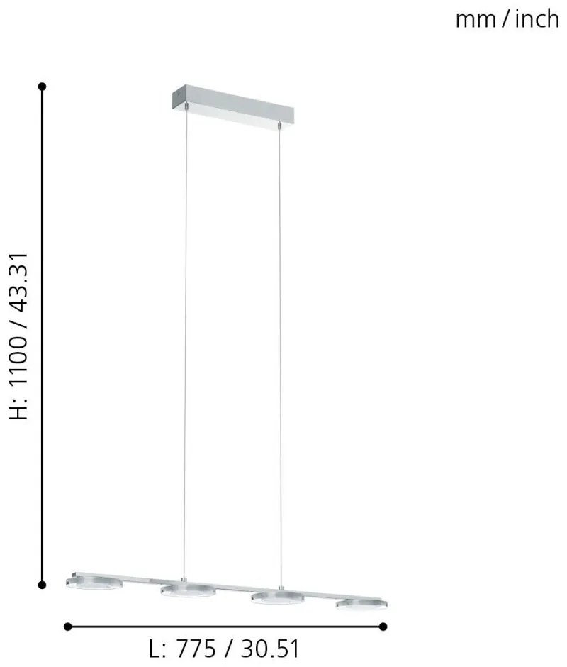 Eglo Cartama 94245 függeszték, 4x4,5W LED