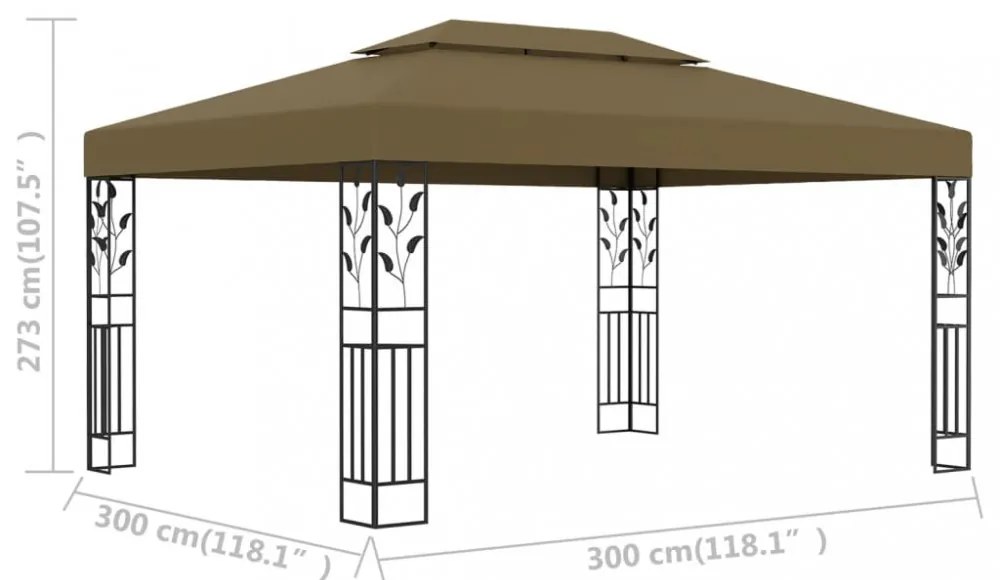 tópszínű dupla tetős pavilon 3 x 4 m 180 g/m²