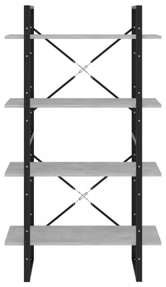 négyszintes betonszürke szerelt fa könyvszekrény 80x30x140 cm