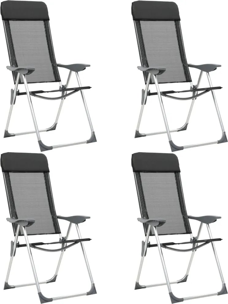 vidaXL 4 db fekete alumínium összecsukható kempingszék