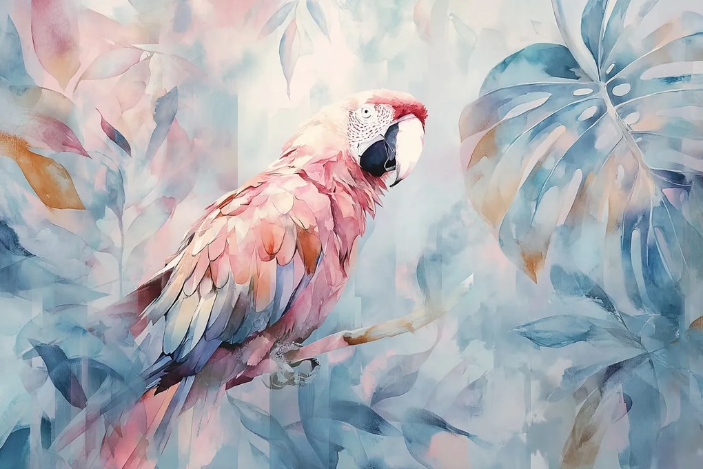 Fotótapéta Flizelina Természet Madár Papagáj Ara Monster Levelek 152,5x104 ragasztó