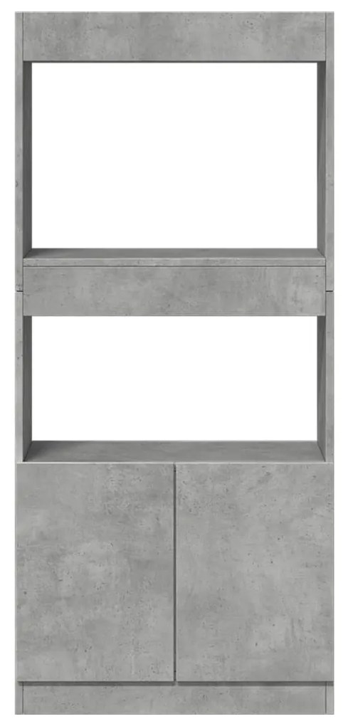 betonszürke szerelt fa magasszekrény 63 x 33 x 140 cm