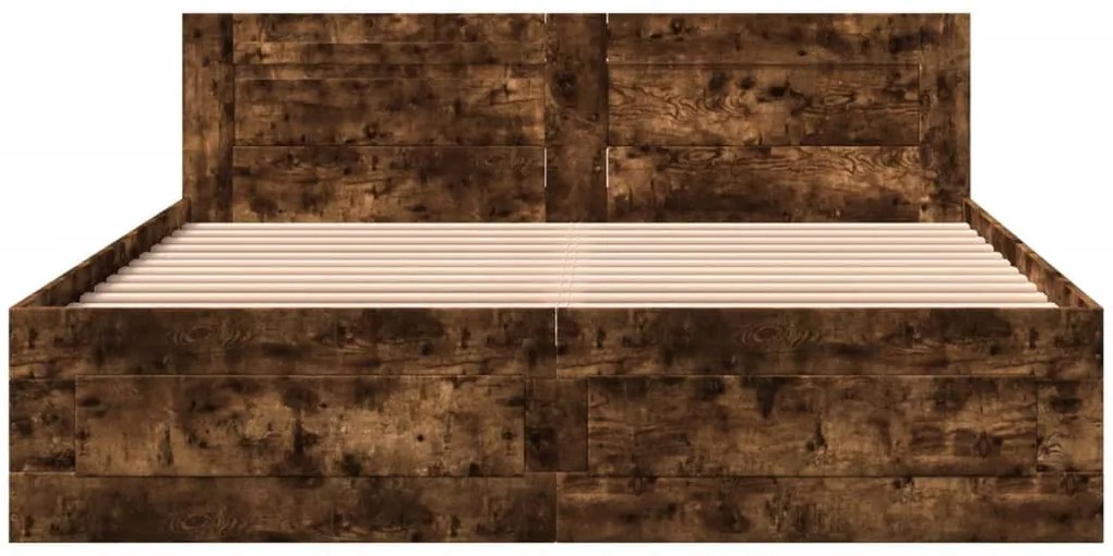 füstös tölgy színű szerelt fa ágykeret fejtámlával 160x200 cm