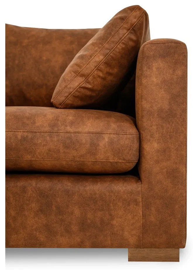 Konyakbarna bőrutánzat sarokkanapé (bal oldali) Hamburg – Scandic