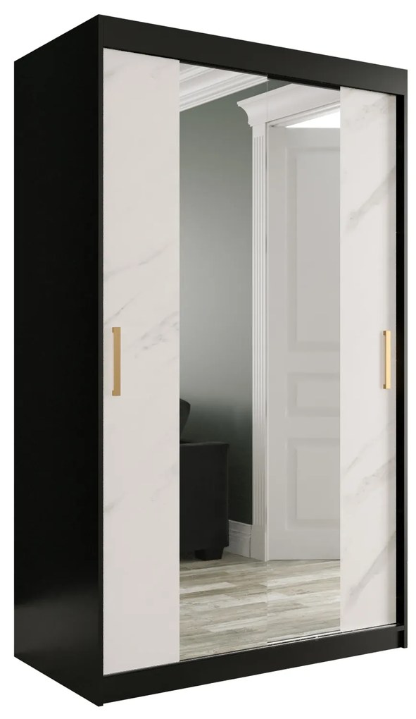 Ruhásszekrény 120 cm Marbelo T1 (matt fekete + fehér márvány). 1064562