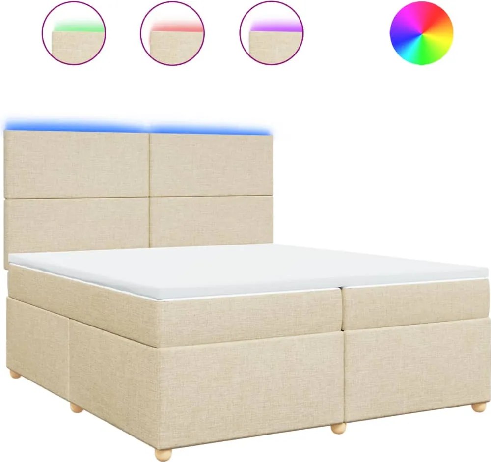 vidaXL krémszínű szövet rugós ágy matraccal 200 x 200 cm