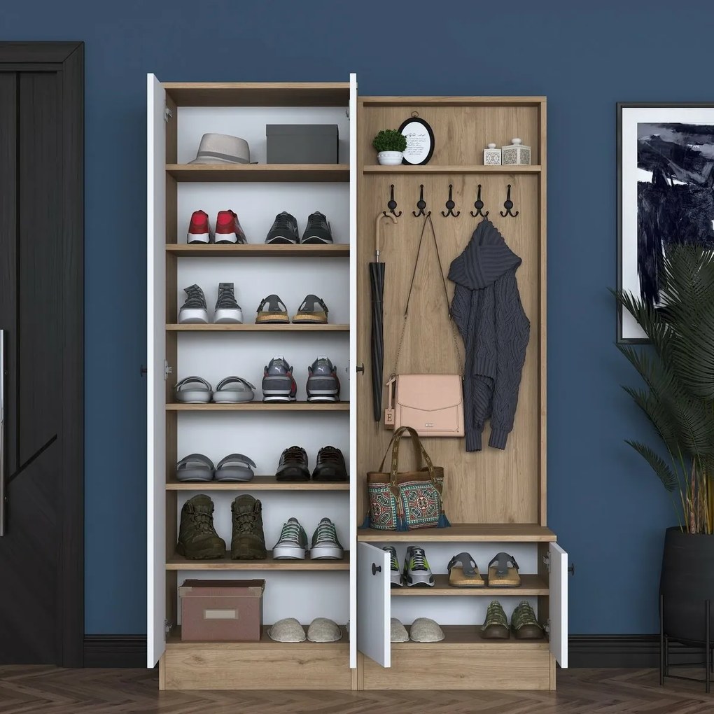 Előszoba szett Pone White and Walnut II