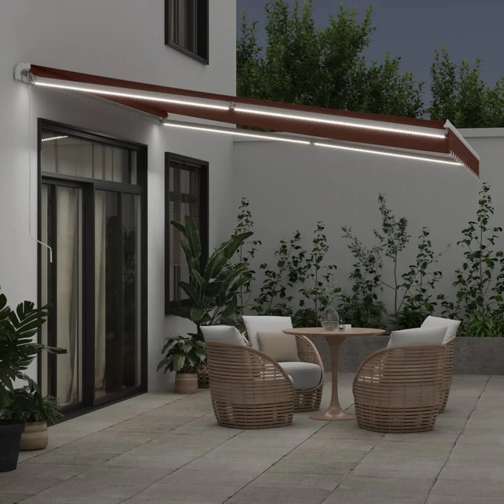 barna kézzel kihúzható LED-es napellenző 400 x 300 cm