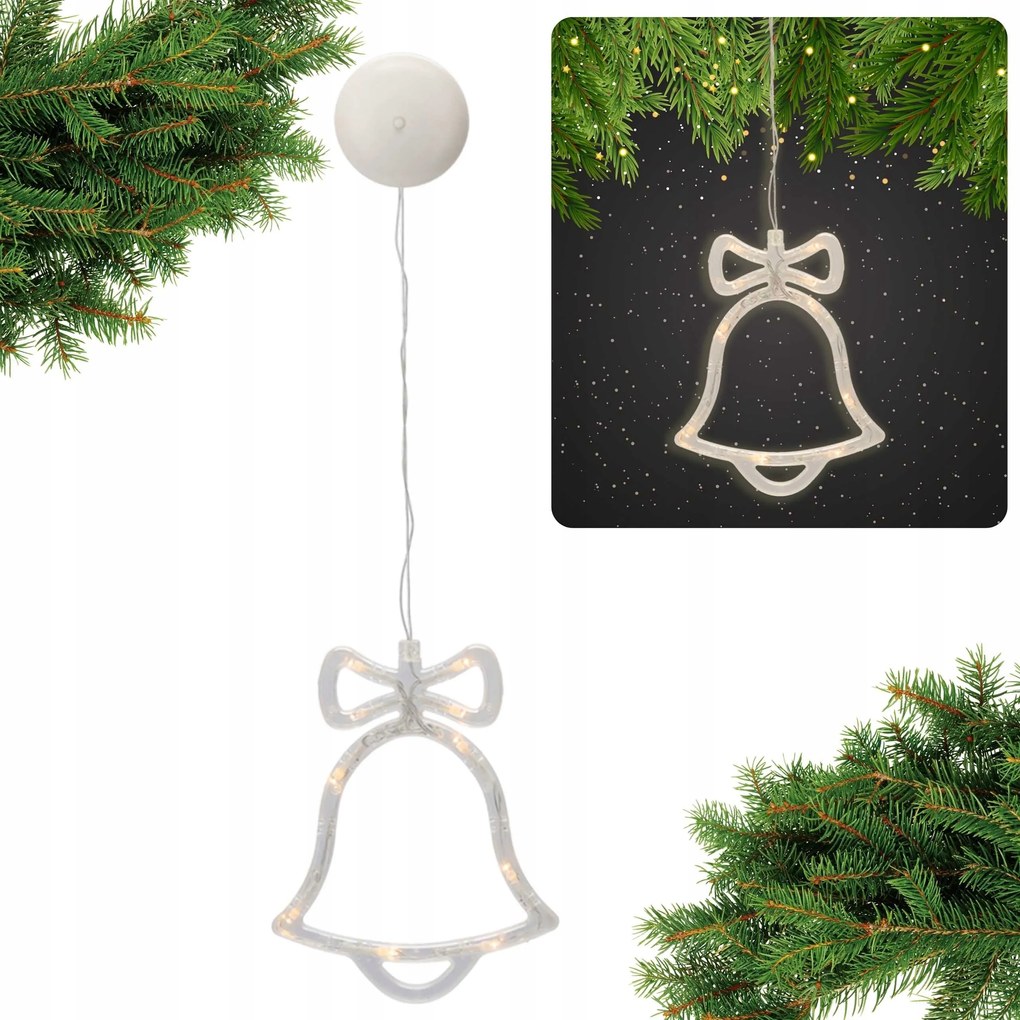 Karácsonyi ablakdísz csengettyű tapadókoronggal 19cm