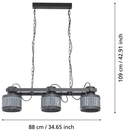 Eglo 43447 - Csillár láncon TURROCK 3xE27/28W/230V