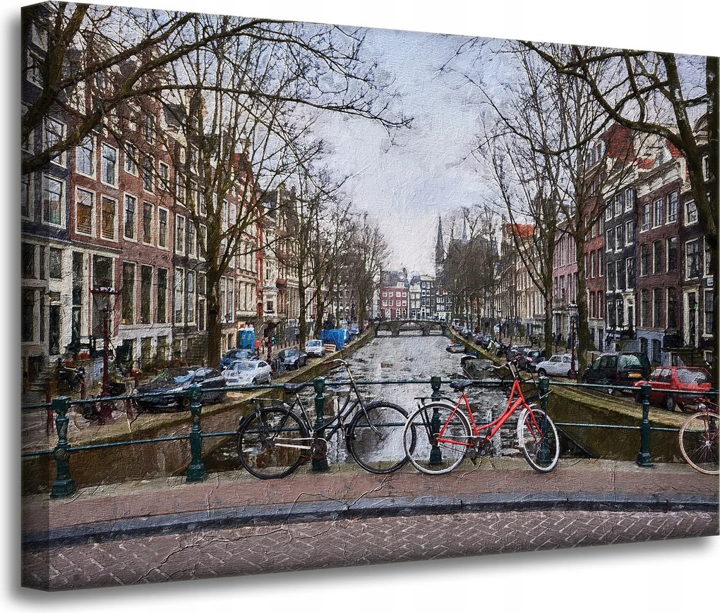 Vászonkép Kerékpárok az Amszterdam hídon 70x50 cm Ideális ajándék