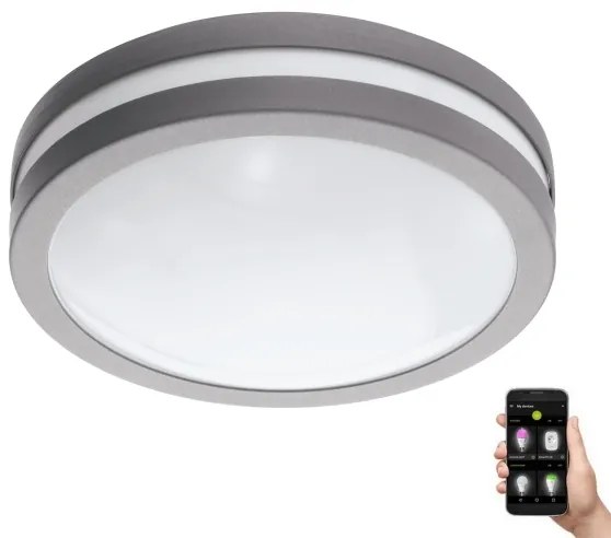 Eglo 33572 - LOCANA-C 14W/230V IP44 LED fürdőszobai dimmelhető lámpa ezüst
