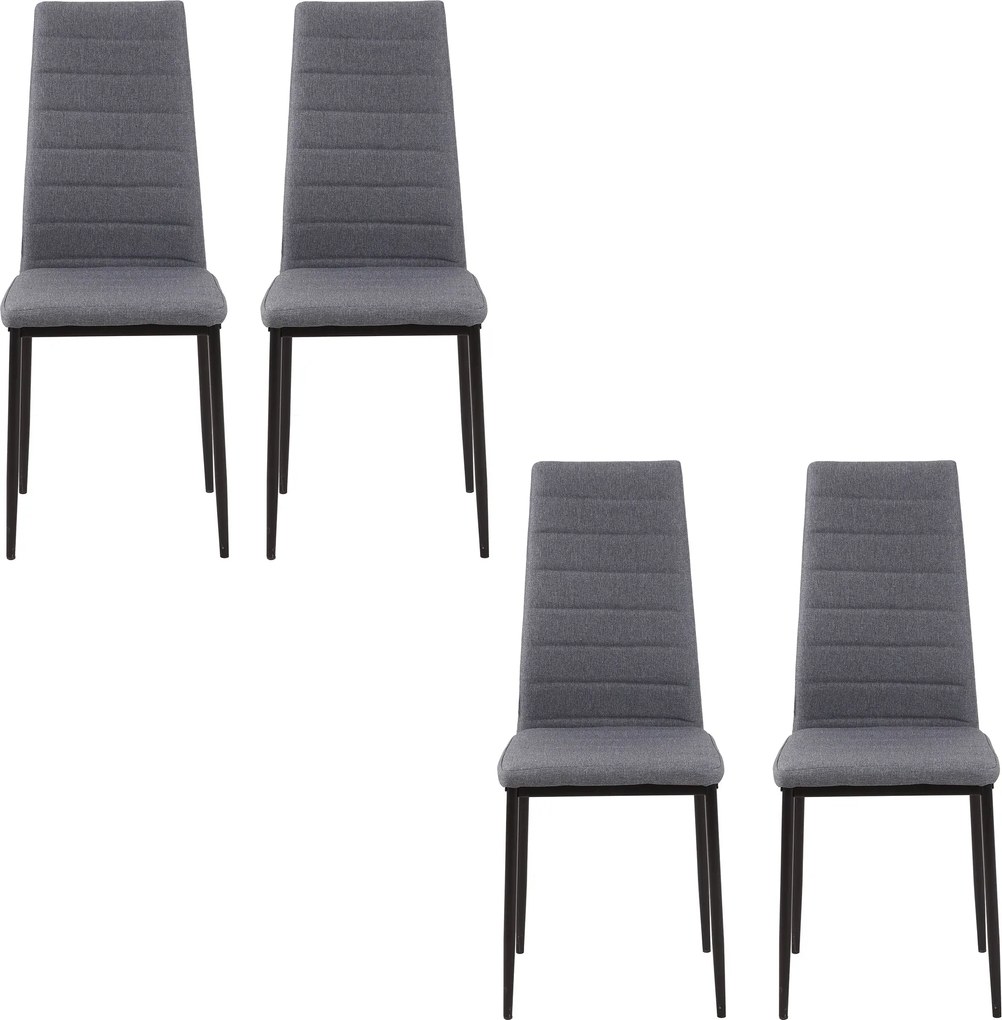 HOMCOM 4 db Linoszövet Kárpitozott Étkezőszék Modern Konyhai Szék Magas Háttámlával és Fém Lábakkal 120 kg Teherbírással 41x50x97 cm Szürke | Aosom