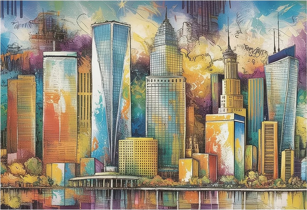 Fali fotótapéta előszoba konyhába Városi panoráma 152x104 Ragasztó