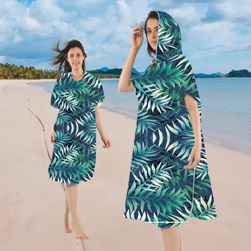 Strandkészlet BORNEO – Fürdőlepedő 100×180 cm és poncsó 80×145 cm, sötétkék