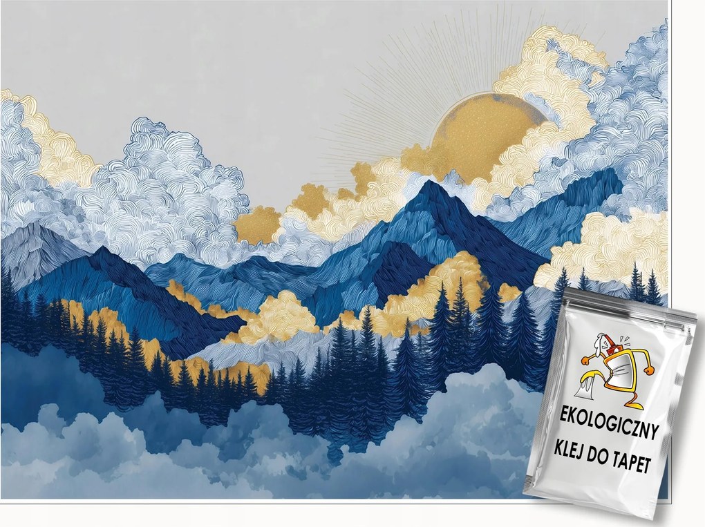 Fotótapéta Hegyek Erdő Akvarell Hálószoba Nappali Tapéta Flizelina 150x105