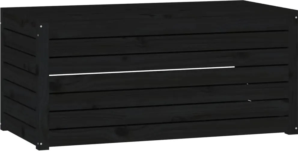 vidaXL fekete tömör fenyőfa kerti láda 101 x 50,5 x 46,5 cm