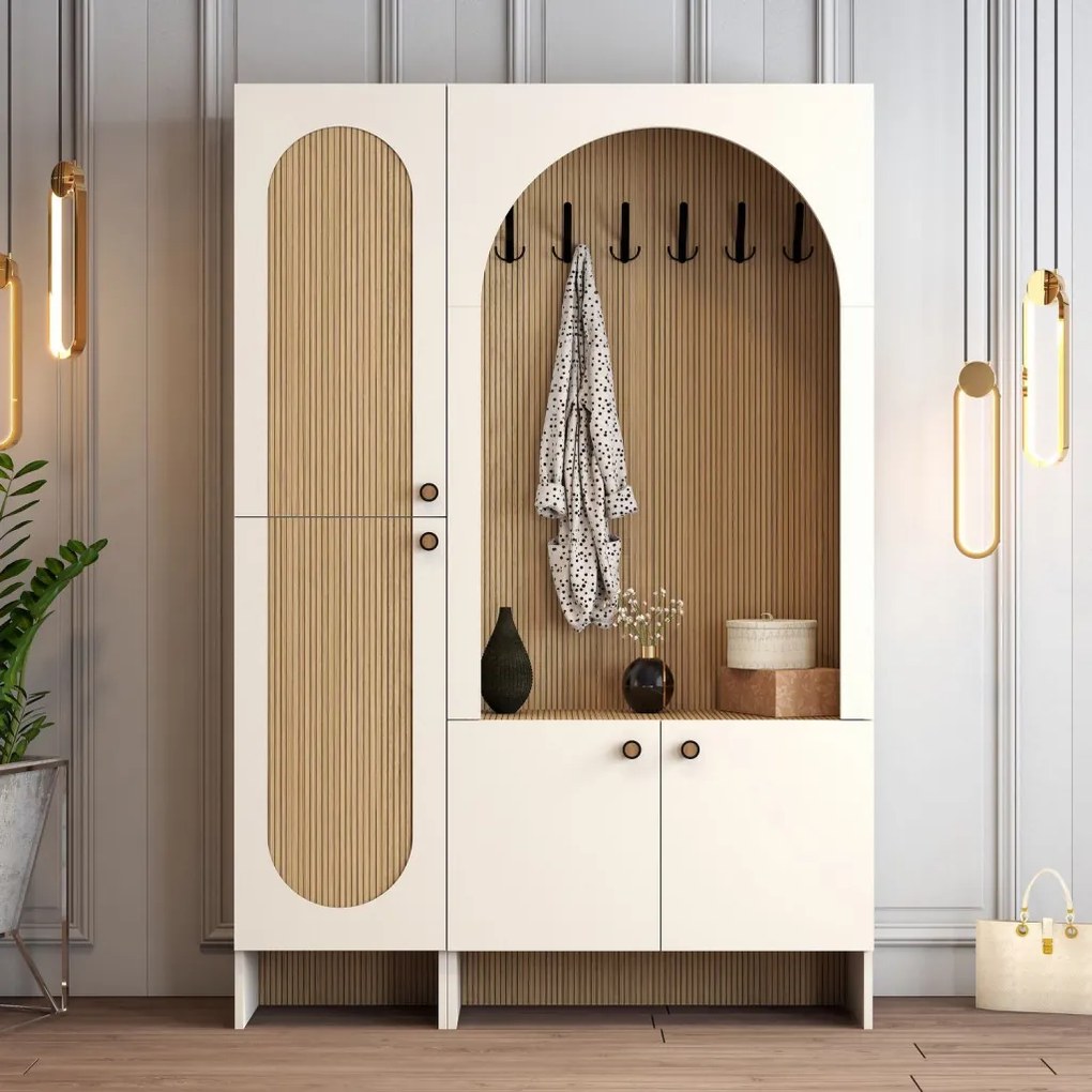 Palermo előszobafal, krém-tölgy, 135 cm – TR845HCT4243