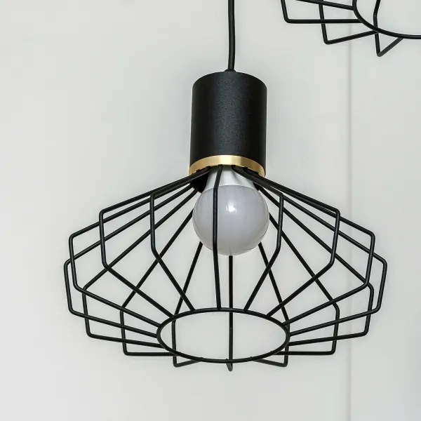 SOLANO kábeles csillár 3xE27/15W/230V fekete/arany