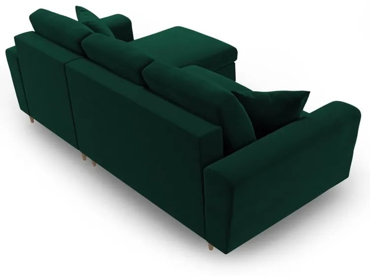 Zöld bársony kinyitható tárolóhelyes sarokkanapé Kyoto – Cosmopolitan Design